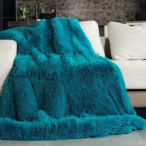 Vista 23 de Pawque Manta de piel sintética de 50 x 60 pulgadas, manta suave y esponjosa, cálida y gruesa, de pelo largo, reversible, ligera, acogedora para Negro