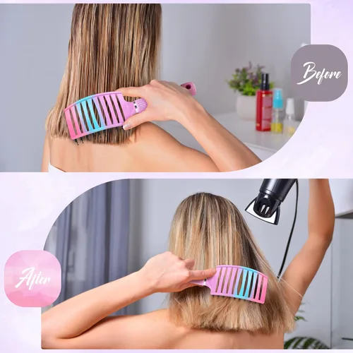 Vista 13 de Bsisme Juego de cepillos para el cabello, cepillo desenredante de Azul y morado.