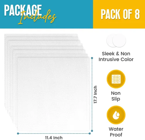 Vista 5 de Paquete de 1 rollo y 8 revestimientos transparentes para refrigerador, revestimientos para refrigerador para estantes de vidrio y protegen contra