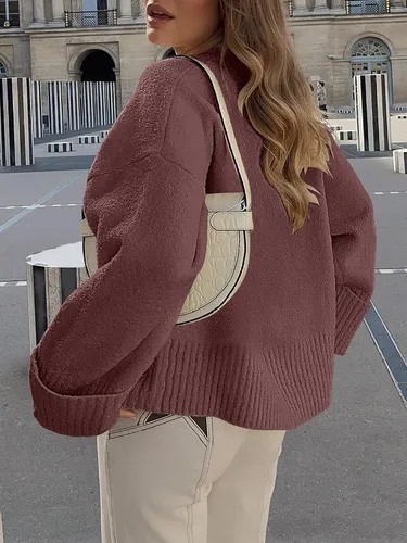 Vista 153 de LOGENE Suéter de gran tamaño para mujer, cuello redondo, manga larga, suave, mullido, suéter de punto 2025 para otoño e invierno