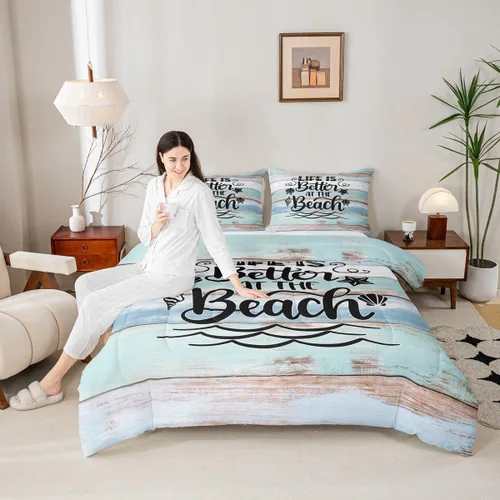 Vista 67 de Juego de edredón Lake Home Camper tamaño King, juego de ropa de cama náutica con ancla para niños, niñas, niños, adultos, decoración de dormitorio