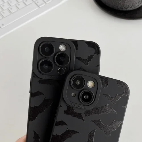 Vista 3 de FLIRACON Funda suave con diseño de murciélagos negros compatible con iPhone (negra, para iPhone 11)