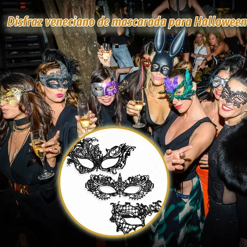 Vista 8 de Masquerade Mask for Women Lace Masks for Venetian Party Costume Halloween Carnival