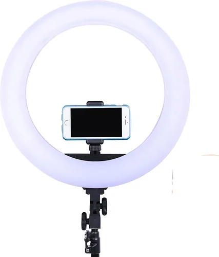 Vista 2 de Dracast Halo Bi-Color LED180 Kit de luz LED de anillo de video regulable de 18 pulgadas Bicolor 3200K-5600K Control remoto Iluminación