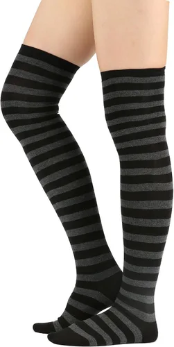Vista 4 de Calcetines largos por encima de la rodilla, con rayas, para mujer.