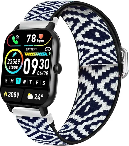 Vista 13 de Lamshaw Correa de reloj inteligente Popglory P66 de 1.85 pulgadas, elástica de 0.866 pulgadas, correa ajustable elástica compatible con MorePro H56