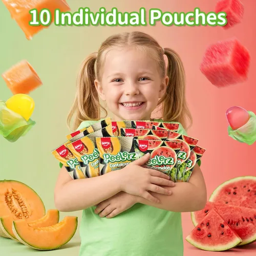 Vista 7 de Amos Peelerz - Caramelos de gomita pelables, mezcla de melón (sandía y melón), caja de regalo de 8.47 onzas con 10 bolsas individuales, aperitivos