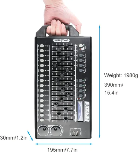 Vista 5 de Controlador de luz de escenario DMX 512 - Controlador de luces DMX de 512 canales con programa integrado y función de interruptor DIP RDM