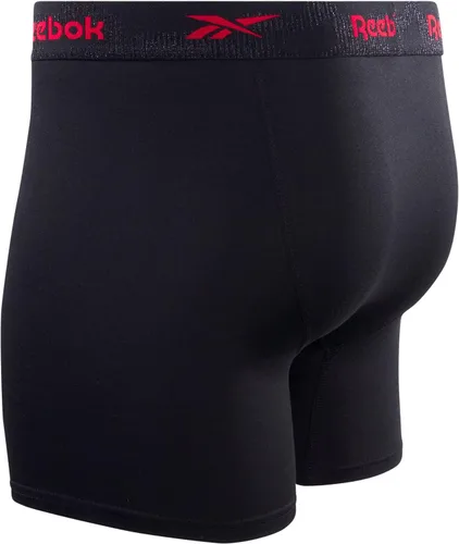 Vista 5 de Reebok Calzoncillos tipo bóxer para hombre Paquete de 4 calzoncillos deportivos de rendimiento suave para hombre con bolsa de contorno