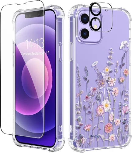 Vista 136 de GVIEWIN - Funda para iPhone 11 con protector de pantalla + protector de lente de cámara, cubierta protectora transparente suave de poliuretano