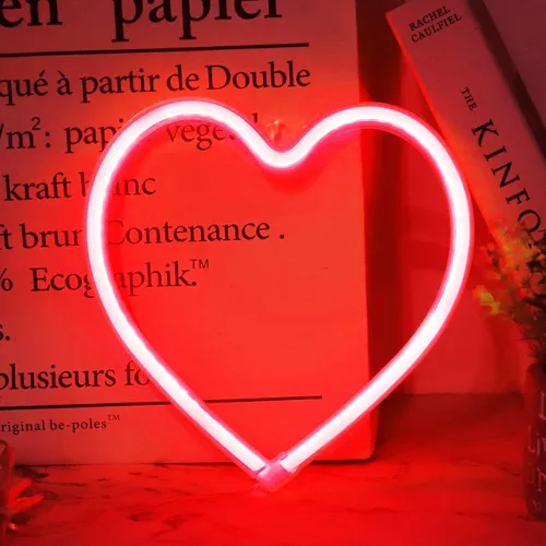 Vista 7 de Letreros de neón con forma de corazón para el día de San Valentín, luces LED de amor con USB y pilas para el hogar, pared, día de la madre, boda