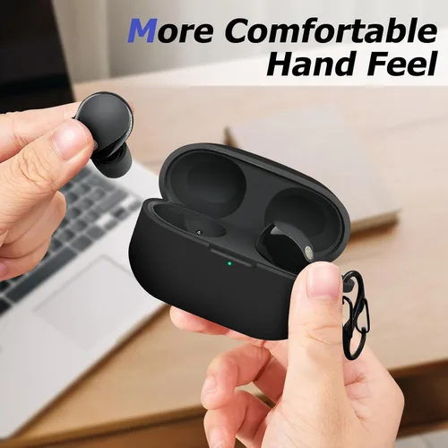 Vista 5 de Funda compatible con Sony WF-1000XM5, funda protectora de silicona para auriculares inalámbricos Sony XM5, LED frontal visible (negro)