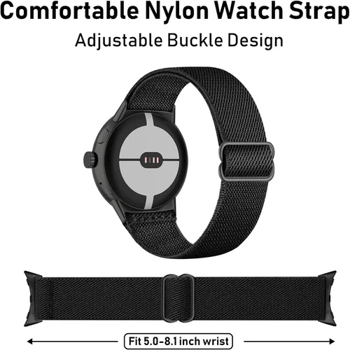 Vista 3 de Paquete de 5 correas elásticas de nailon compatibles con Google Pixel Watch 4, 3, 1.614 in, Google Pixel 2, Google Pixel 2, correas elásticas