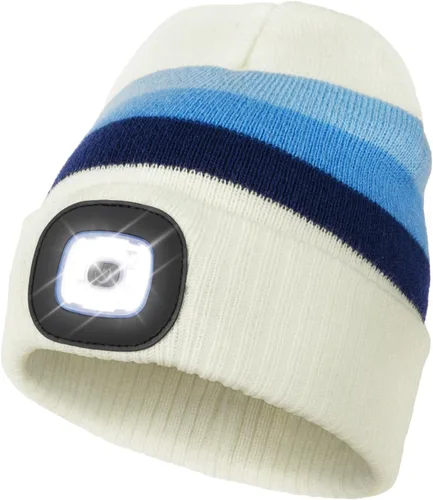 Vista 13 de Gorro LED para Niños, Unisex Gorro con Linterna Frontal Recargable de Invierno con Luz Nocturna, Regalos para Niños y Niñas Naranja
