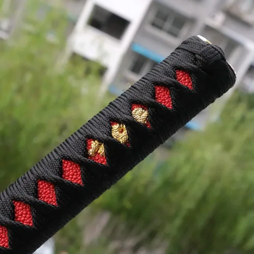 Vista 3 de boyu Mango de espada japonesa samurái Katana Tsuka10.2 '' aleación/cobre/hierro accesorios reales o falsos Samegawa