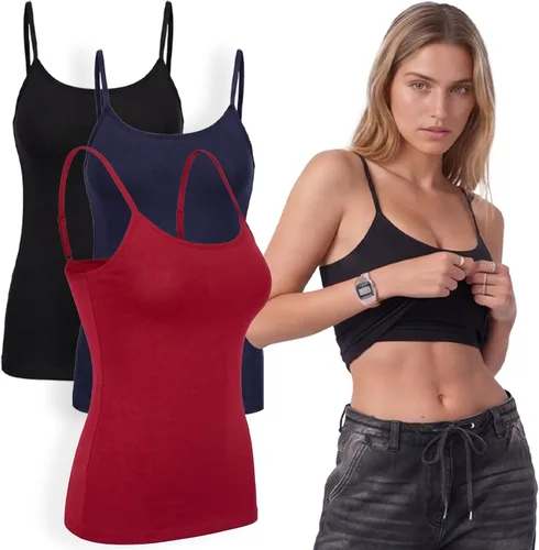 Vista 98 de Emmalise Camiseta de mujer con brasier integrado, soporte de tela sin varillas, camisola corta