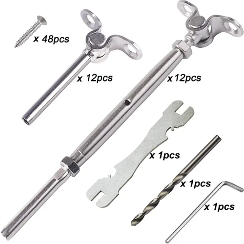 Vista 3 de Accesorios de barandilla de cable, kit de barandilla de cable de 12 pares, para sistema de barandilla de cable de 1/8 pulgadas, ángulo ajustable
