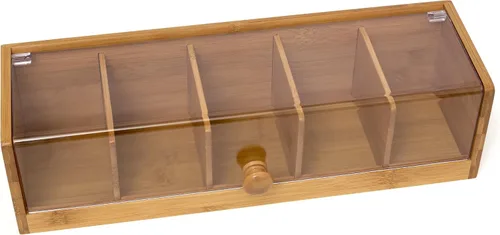 Vista 5 de Lipper International Caja de té de madera de bambú con 8 compartimentos, 12-3/8" x 7-3/8" x 3-3/5