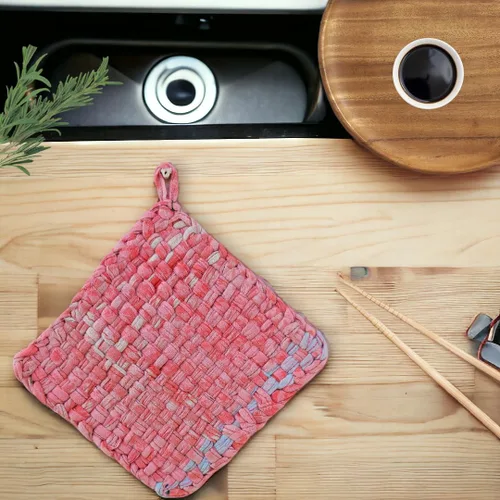 Vista 3 de Agarraderas acolchadas de algodón, reversibles, resistentes al calor, almohadillas calientes, decoración de cocina de retazos, juego de 2