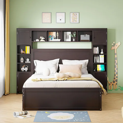 Vista 17 de Harper & Bright Designs Cama de plataforma de madera tamaño individual con cajones de almacenamiento para ahorrar espacio, marco de cama vintage