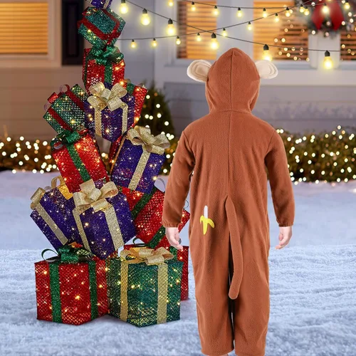 Vista 7 de Disfraz de mono para bebé, niño y niña, lindo mono de animal para Navidad, Halloween