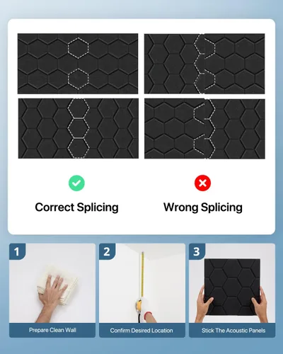 Vista 8 de Kuchoow Paneles de pared insonorizados, paneles autoadhesivos a prueba de sonido para paredes, paquete de 12 paneles de absorción de sonido de alta