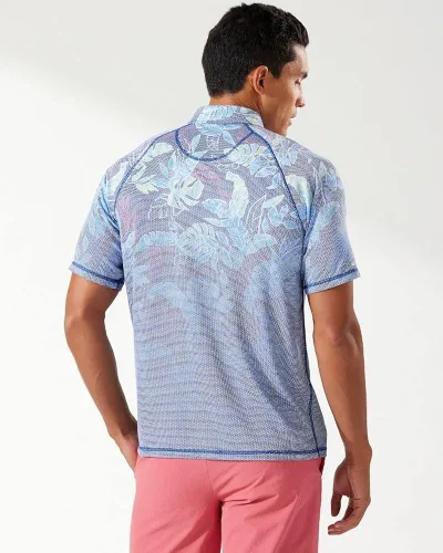 Vista 3 de Tommy Bahama IsandZone Boardwalk - Polo de manga corta con elástico, UPF 30 para hombre