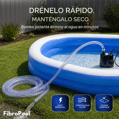Vista 2 de FibroPRO bomba eléctrica de drenaje para cobertor de invierno para alberca (600 GPH)