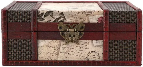 Vista 8 de TOPINCN Caja de almacenamiento de madera vintage, organizador de joyas de tamaño pequeño, caja de almacenamiento retro, caja de almacenamiento