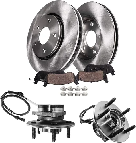 Vista 33 de Detroit Axle - Juego de 6 piezas de rotores de disco de freno delantero + pastillas de freno cerámicas de repuesto para Land Rover LR3 Range Rover
