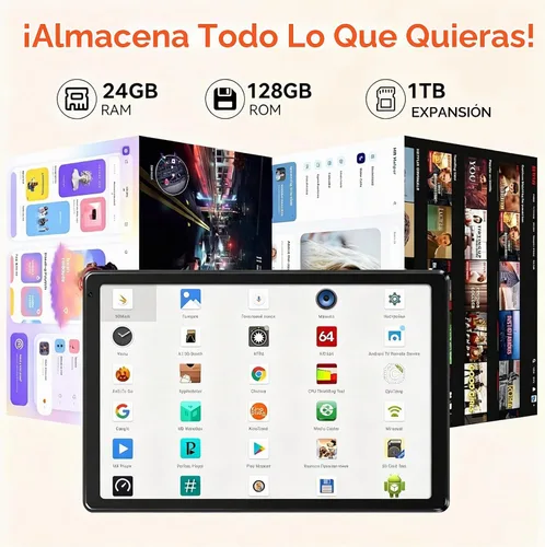 Vista 3 de Última tableta Android actualizada 2025 de 10.1 pulgadas con pantalla táctil IPS HD, cámara dual, almacenamiento de 64 GB de expansión de 1 TB, kit