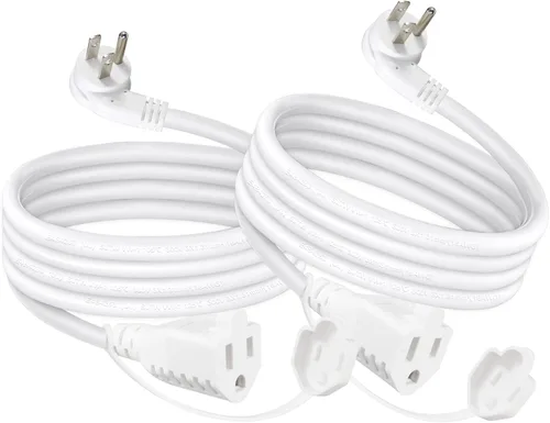 Vista 10 de SJTW - Cable de extensión de alimentación de 10 pies para exteriores, resistente a la intemperie, cable de extensión de 3 puntas, enchufe plano