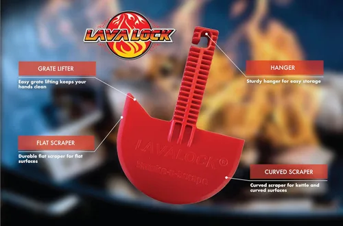 Vista 2 de LavaLock Smok-n-Scrape - Parrilla y raspador para ahumar, herramienta de limpieza para removedor de residuos para hervidor Weber, Weber Smokey