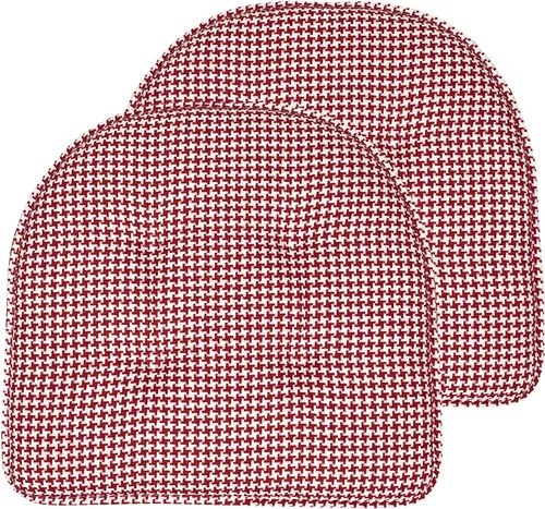 Vista 114 de Sweet Home Collection - Cojín de asiento de espuma viscoelástica y respaldo de caucho antideslizante con capitoné para silla, cojín en U, 17x16 Gris