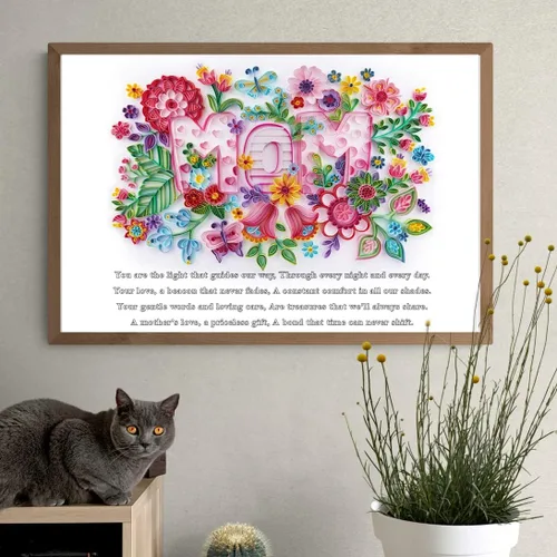 Vista 6 de Uniquilling Regalo para mamá, kits de relleno de papel para adultos principiantes, decoraciones del día de la madre con palabras cálidas, kits