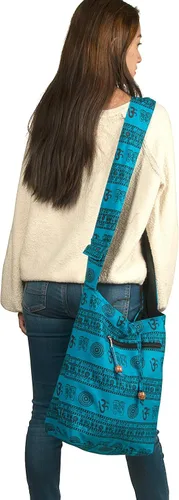 Vista 2 de Azul Patchwork hecho a mano Crossbody grande Hobo bolso de hombro Hippie Boho moda todos los días único