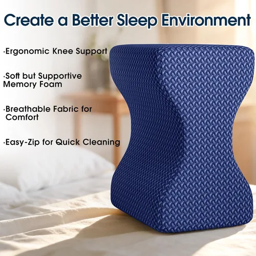 Vista 4 de BlissTrends Almohada de rodilla de espuma viscoelástica, almohada de rodilla para dormir de lado, almohadas de piernas para dormir circulación