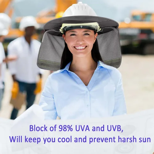 Vista 4 de Paquete de 2 protectores solares para casco duro, protector solar de malla de ala completa para cascos duros, alta visibilidad, reflectante