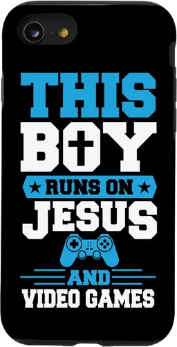 Vista 18 de This Boy Runs On Jesus and Video Games Christian Gamer Case for iPhone 17