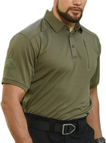 Vista 2 de HARGLESMAN Polo táctico de manga corta para hombre (S-3XL)