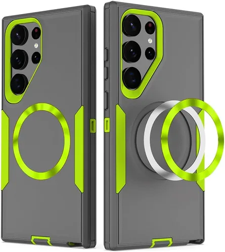 Vista 4 de Funda diseñada para Samsung Galaxy S22 Ultra, magnética, protección contra caídas de servicio pesado, protección de doble capa, compatible