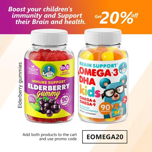 Vista 7 de DR. MORITZ Gomitas veganas Omega 3 para niños y niños pequeños (90 unidades), gomitas Omega 3 para niños para la salud del cerebro y el corazón, sin