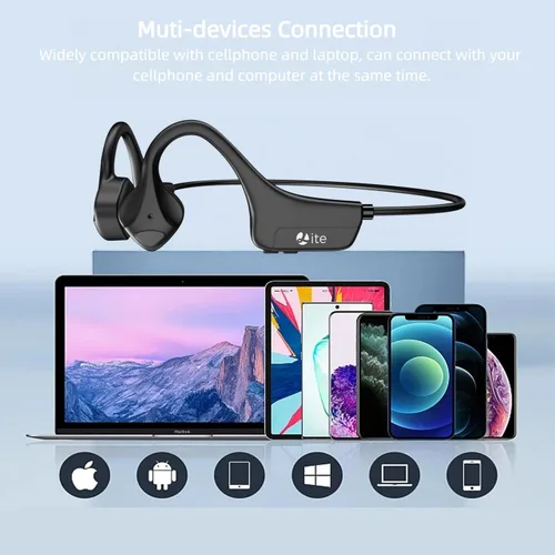 Vista 9 de Auriculares de Conducción Ósea YouthWhisper Bluetooth, Auriculares de Oreja Abierta con Micrófono, Conexión Inalámbrica Multipunto, Resistente al