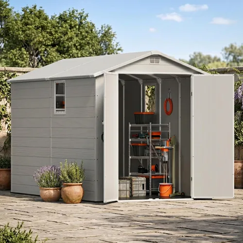 Vista 13 de Devoko 6X4 FT Plastic Outdoor Storage Shed with Floor, Dark Gray