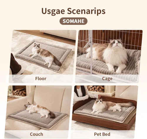 Vista 8 de SOMAHE Tapete de cama autocalentable para gatos, 1.5 pulgadas de grosor Café