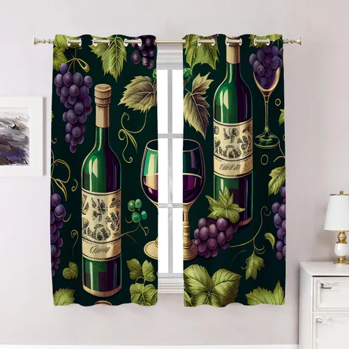 Vista 12 de Cortinas geométricas de cocina para ventanas, color negro, blanco, turquesa, cenefas opacas de poliéster multicapa para cocina, paquete de 2