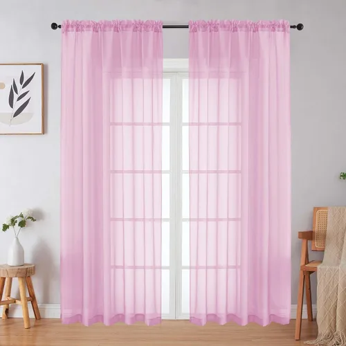 Vista 211 de 2 paneles de cortinas traslúcidas blancas para dormitorio, sala de estar, 96 pulgadas de largo, modernas, suaves, ligeras, con bolsillo para barra