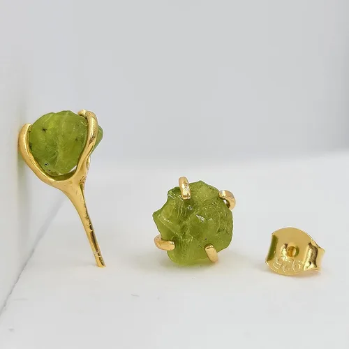 Vista 79 de Aretes de piedra preciosa natural en bruto con oro amarillo sobre plata de ley 925, 6 a 0.276 in, regalo de piedra de nacimiento de calidad genuina