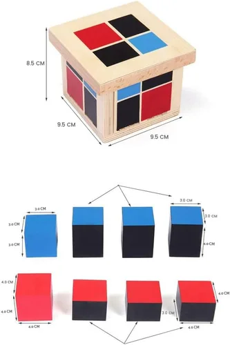 Vista 2 de Cubo binomial Montessori, juguetes de matemáticas Montessori