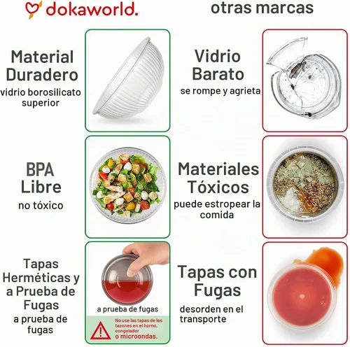 Vista 5 de Juego de 6 cuencos de vidrio apilables que ahorran espacio